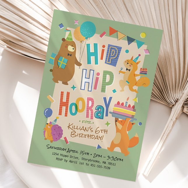 Invitation Fête des animaux de bois fête d'anniversaire (Créateur téléchargé)