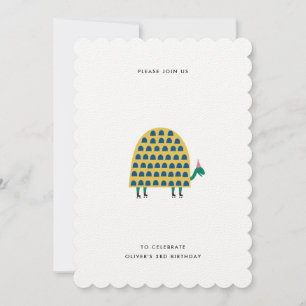 Invitation Fête des animaux de tortues bleues et jaunes