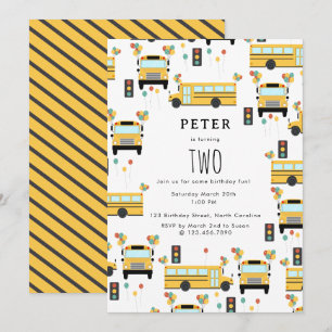 Invitation Fête des Anniversaires de enfants de bus de l'écol