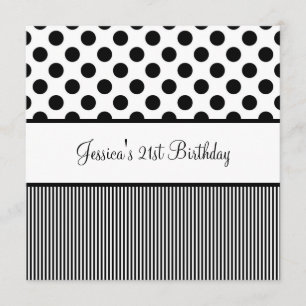 Invitation Fête des Anniversaires Endroits Noirs et blancs