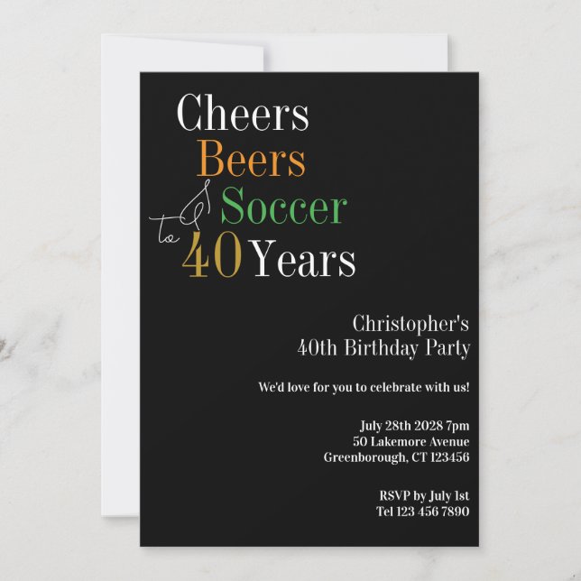 Invitation Fête des bières du 40e anniversaire de football (Devant)