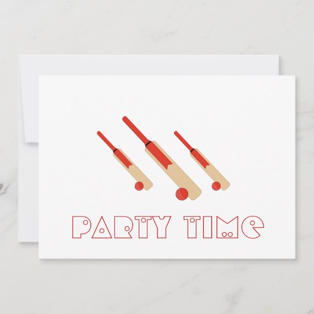 Invitation Fête des chauves-souris et balles de cricket Invit (Devant)