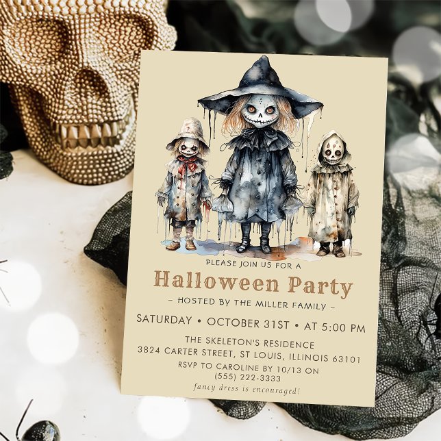 Invitation Fête des cocktails et costumes d'Halloween (Créateur téléchargé)