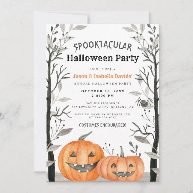 Invitation Fête des costumes Citrouilles d'Halloween Spooktac (Devant)