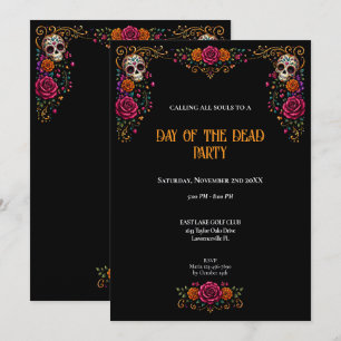 Invitation Fête des Crânes de Sucre Jour des Morts