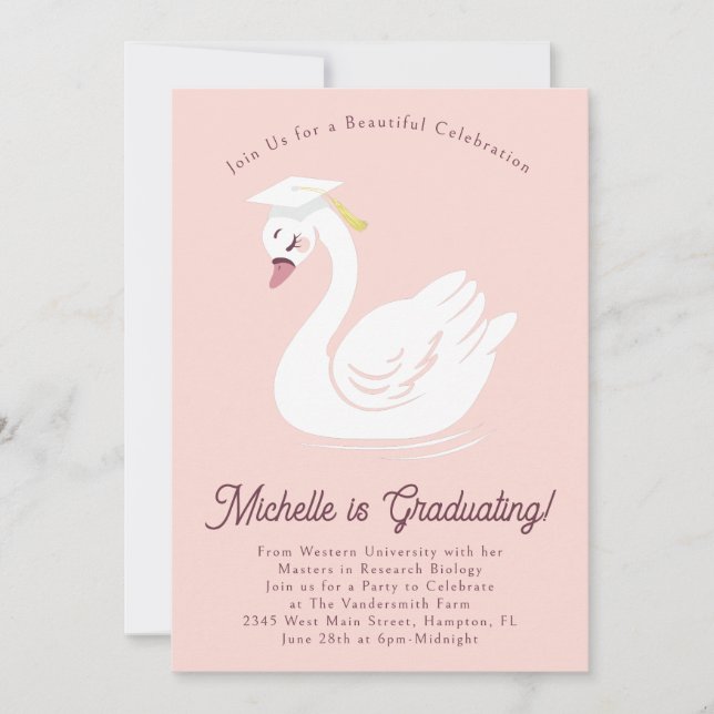 Invitation Fête des diplômes de cygne (Devant)
