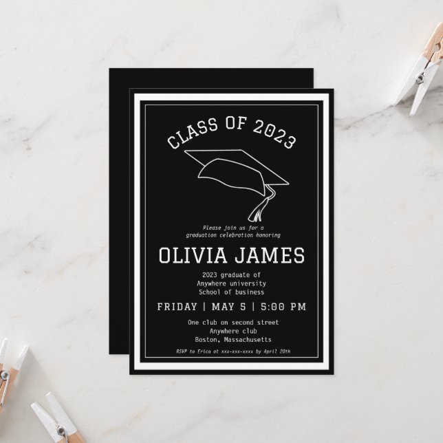 Invitation Fête des diplômes de l'université de classe (Devant/Arrière en situation)