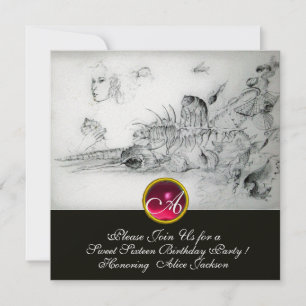 Invitation FÊTE DES DOUZE ANS COQUILLAGES, Monogramme de rubi