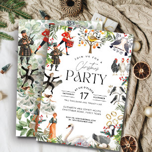 Invitation Fête des douze jours de Noël en collage aquarelle