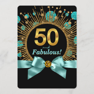 Invitation Fête des femmes 50e anniversaire Turquoise Blue an