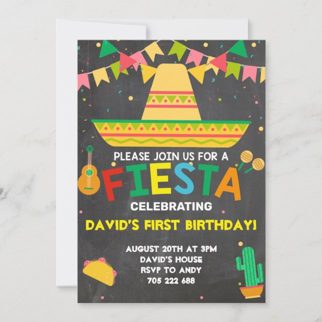 Invitation Fête des fêtes Anniversaire Taco Boy Mexicain (Devant)