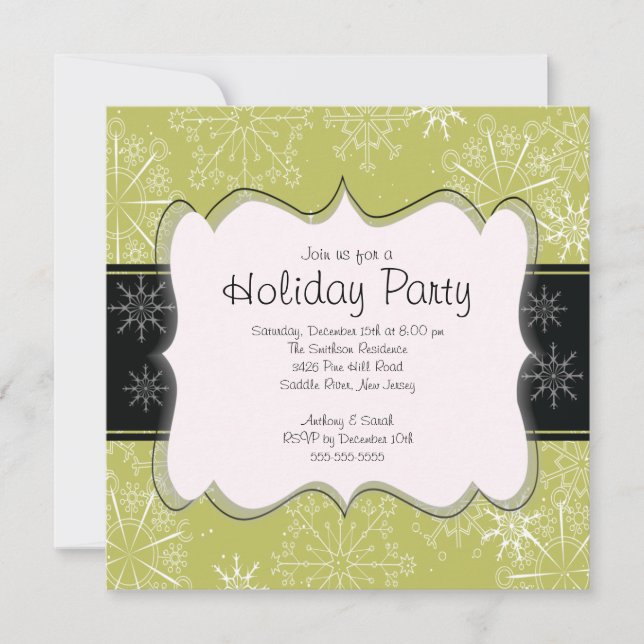 Invitation Fête des Fêtes des Flèches-Neiges Noires et Vertes (Devant)