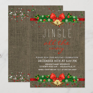 Invitation Fête des fêtes Jingle jusqu'à Rustic Burlap
