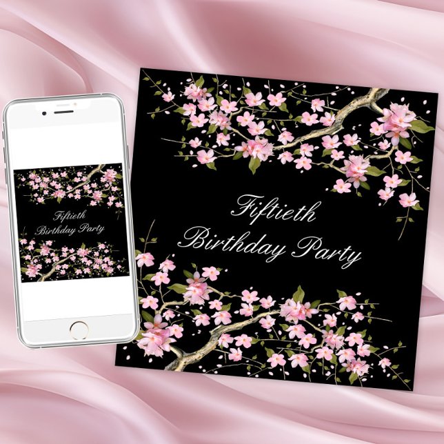 Invitation Fête des Fleurs de cerises 50e anniversaire (Cherry blossom any occasion invitation. Instant download and printed invitations available.)