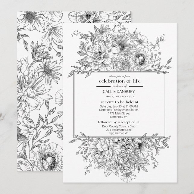 Invitation Fête des Fleurs de la Ligne Noire Célébration de l (Devant / Derrière)