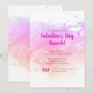 Invitation Fête des Galentines Brunch Aquarelle Saint-Valenti