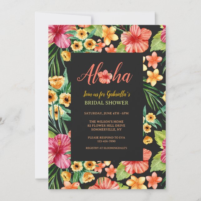 Invitation Fête des mariées à cadre floral tropical (Devant)