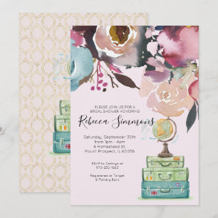 Invitation Fête des mariées à thème de voyage