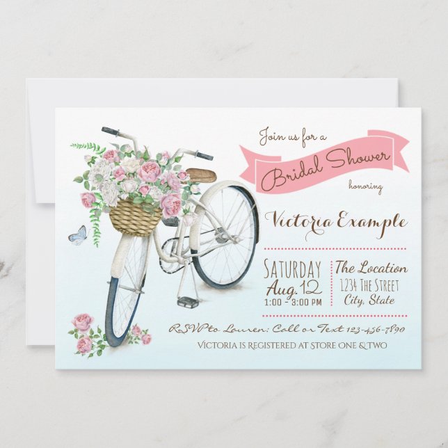 Invitation Fête des mariées à vélo Wedding shower à vélo (Devant)