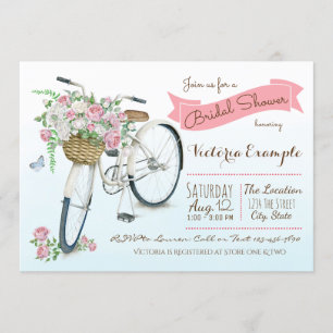 Invitation Fête des mariées à vélo Wedding shower à vélo