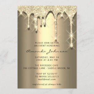Invitation Fête des mariées Anniversaire 16e Gold 3D Drips