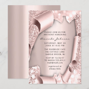 Invitation Fête des mariées Anniversaire 16e Rose 3D Parties 