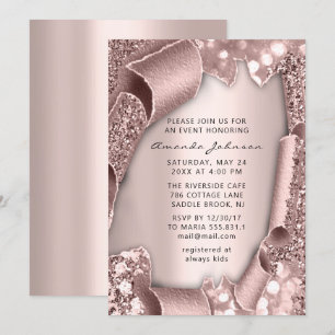 Invitation Fête des mariées Anniversaire 16e Rose 3D Parties 