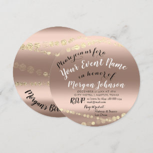 Invitation Fête des mariées Anniversaire Confetti Rose Gold
