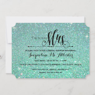 Invitation Fête des mariées Aqua Parties scintillant Avenir M