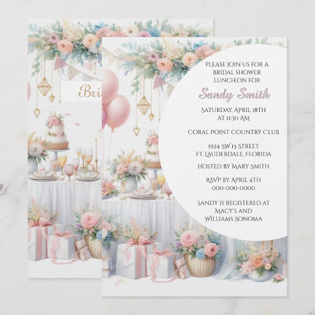 Invitation Fête des mariées aquarelle (Devant / Derrière)