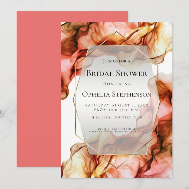 Invitation FÊTE DES MARIÉES | Aquarelle Abstraite Couleur d'a (Devant / Derrière)