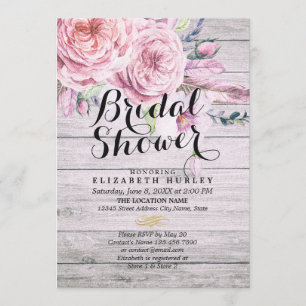 Invitation Fête des mariées Aquarelle Boho Floral Bois rustiq
