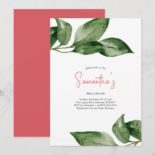 Invitation Fête des mariées Aquarelle Verdure Fête de Vacance