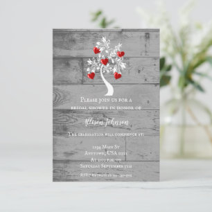 Invitation Fête des mariées Arbre rouge des coeurs