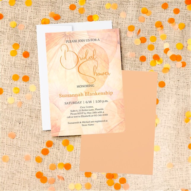 Invitation Fête des mariées Arrière - plan Abstraite Pastel O (front and back view of bridal shower invitation design)