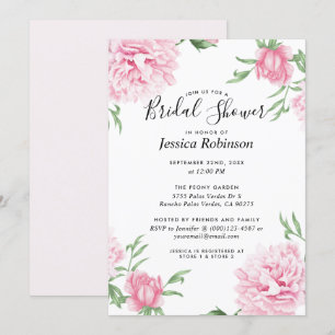 Invitation Fête des mariées Arrière - plan Floral Pink White