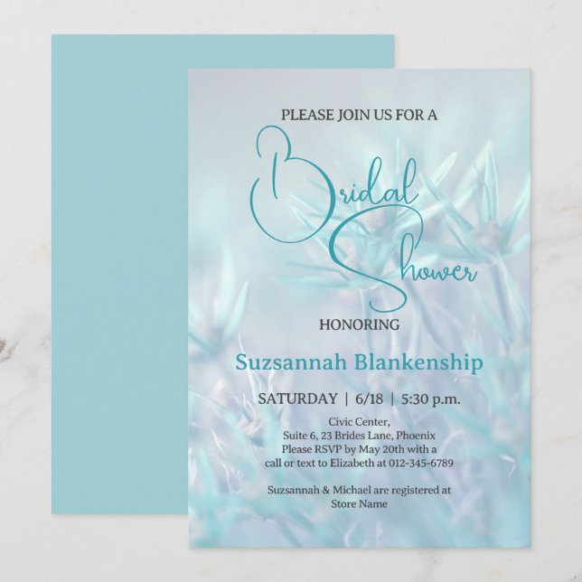 Invitation Fête des mariées Arrière - plan Turquoise Pastel (Devant / Derrière)