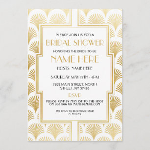 Invitation Fête des mariées Art déco années 1920 White and Go