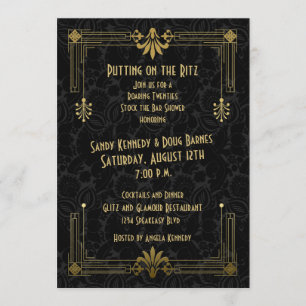 Invitation Fête des mariées Art Déco Couple des années 20
