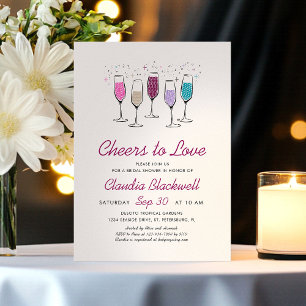 Invitation Fête des mariées au champagne pour l'amour