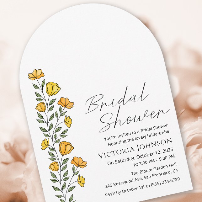 Invitation Fête des mariées aux fleurs de betercups jaunes d' (Summer Yellow Buttercups  Flowers Bridal Shower Invitation)