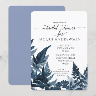 Invitation Fête des mariées Azure Blue Fern Foliage Botanique