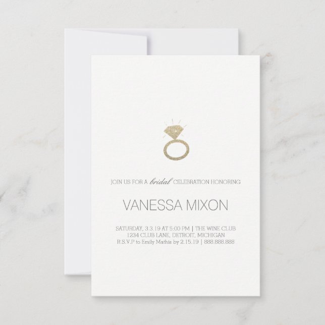 Invitation Fête des mariées | Bague de diamant (Devant)