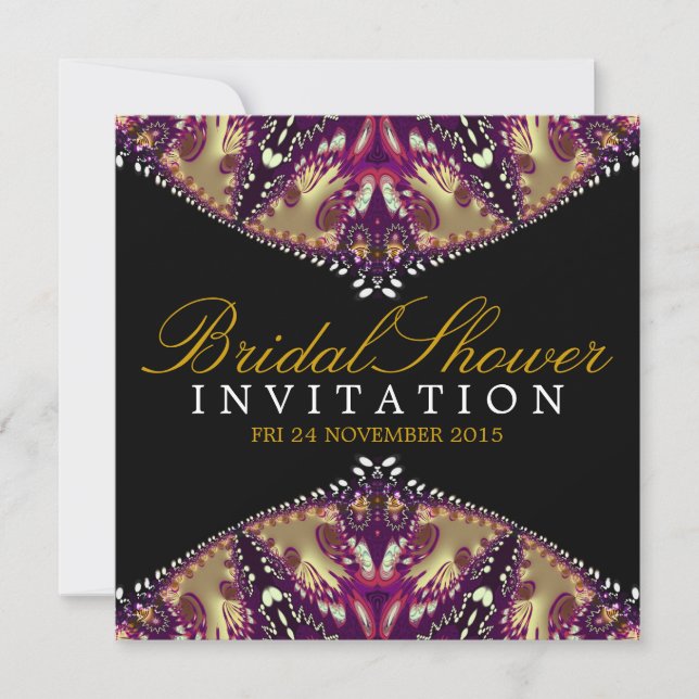 Invitation Fête des mariées Batik Gold+Bourgogne m (Devant)