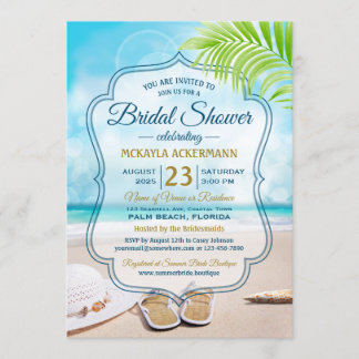 Invitation Fête des mariées Beach Mariage Casquette Palm Leaf