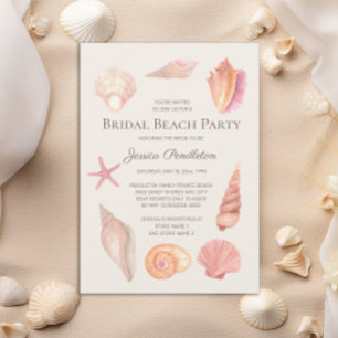 Invitation Fête des mariées Beach Party Coquillages roses
