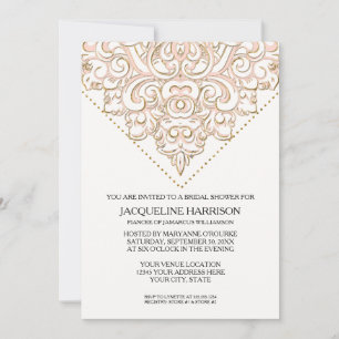 Invitation Fête des mariées belle dentelle Look Mariage damas