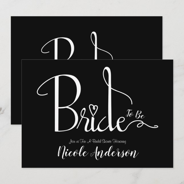 Invitation Fête des mariées Black White Modern Chic Bride (Devant / Derrière)