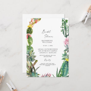 Invitation Fête des mariées blanche botanique tropicale  
