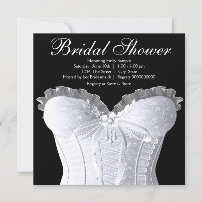 Invitation Fête des mariées blanche Corset Damask (Devant)